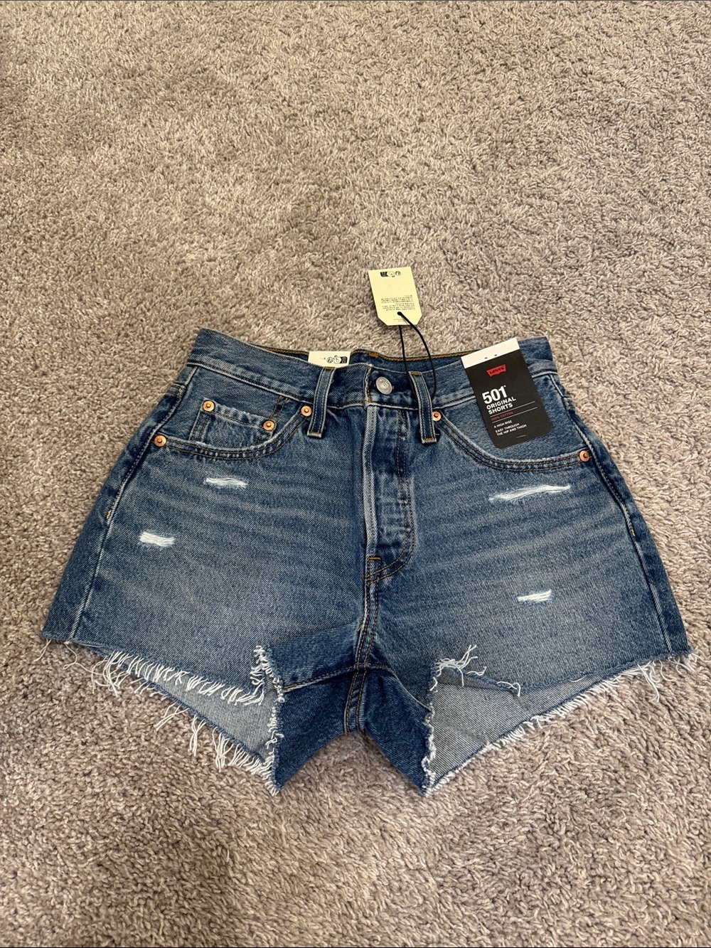 Levi's Blue Distressed Cutoff Denim Shorts